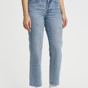 CHARLIE STAR EMBROIDERY HIGH RISE STRAIGHT LEGS